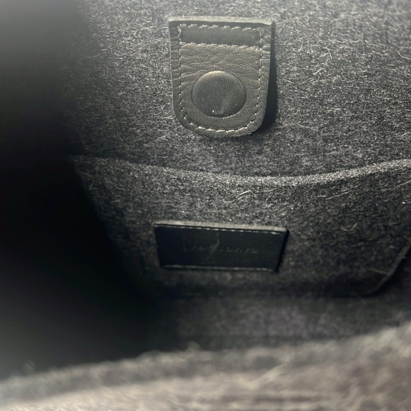 Graf Lantz Large Charcoal Gray Merino Felt Wool Raindrop Shoulder Tote Bag - Picture 12 of 14